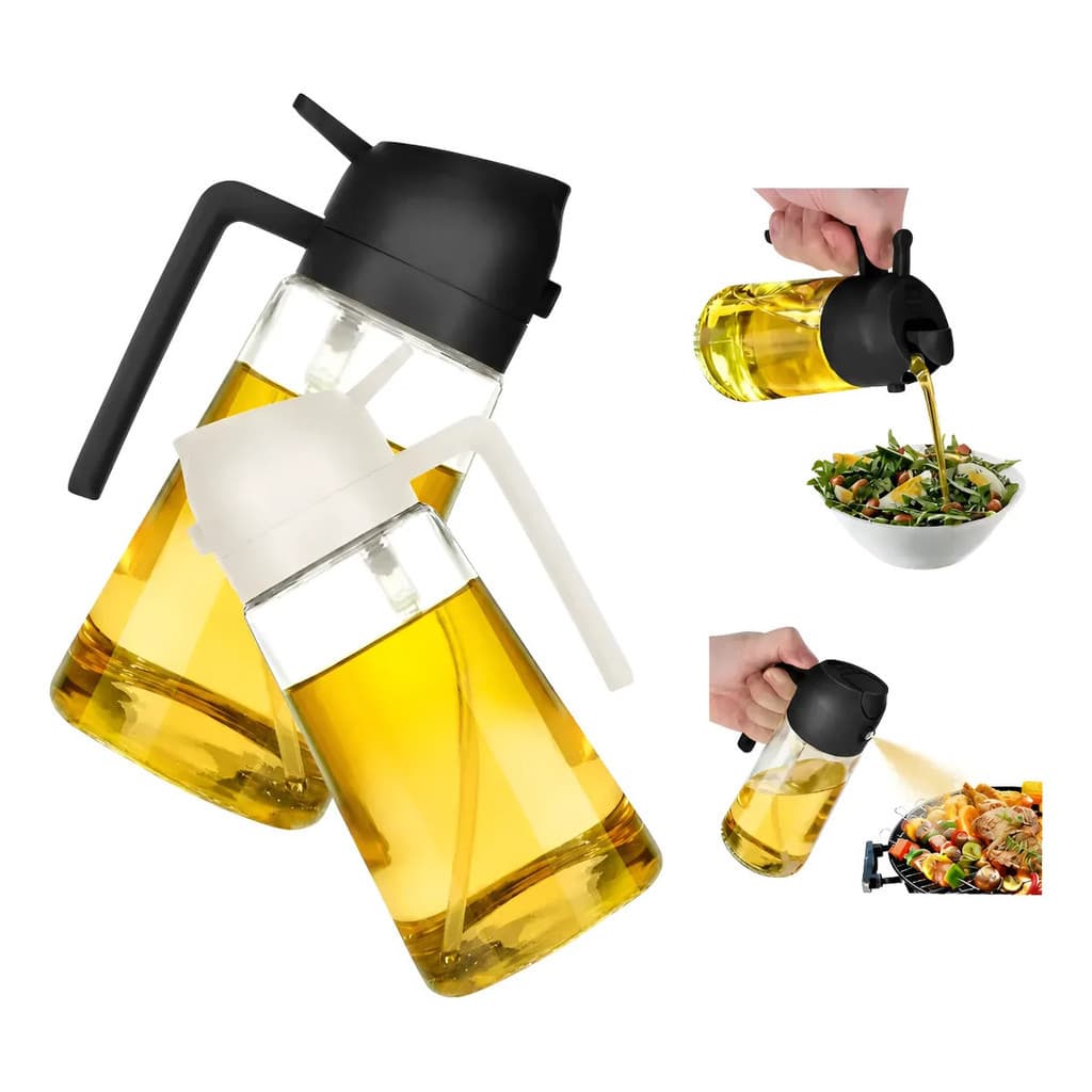 Borrifador Spray e Dosador Azeite Óleo Vinagre 2 em 1 Cozinha 470ml Filtro Anti-Entupimento