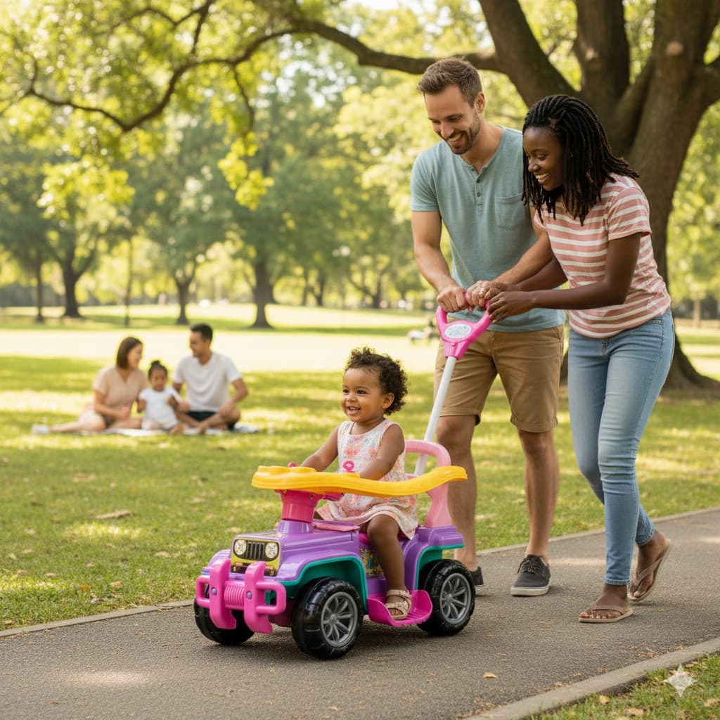 Quadriciclo Infantil Passeio Pedal Guia Empurrar Seguro Conforto Resistente Varias Cores Modelos