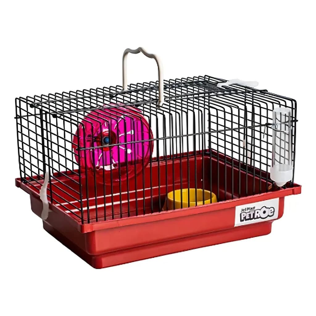 Gaiola Hamster Roedores Brasileirinha Black Metal Jel Plast Cor Preto/vermelho