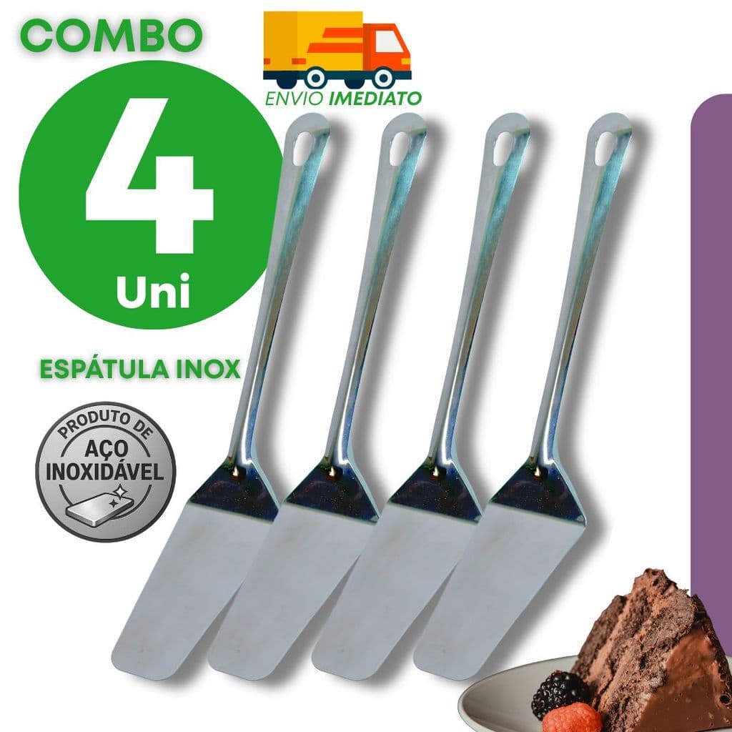 Espátula Bolo Inox Confeitaria Cobertura Profissional Resistente Higienizável Cabo Longo Durável