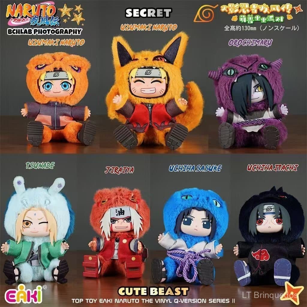 Popular Naruto Shippuden: Série de Brinquedos de Pelúcia de Animais Fofos Sentados para Festa, Caixa Surpresa, Presente