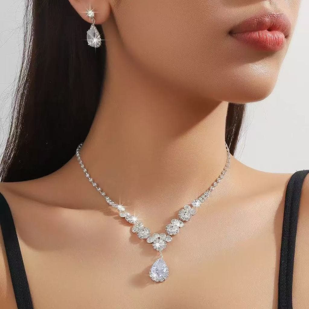 Brincos de flores strass moda colar requintado