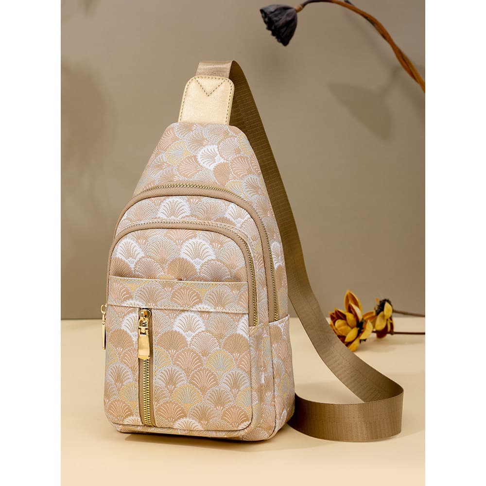 Bolsa de peito feminina 2024 novo estilo versão coreana moda All-Match bolsa de ombro pequena mochila na moda impressa c