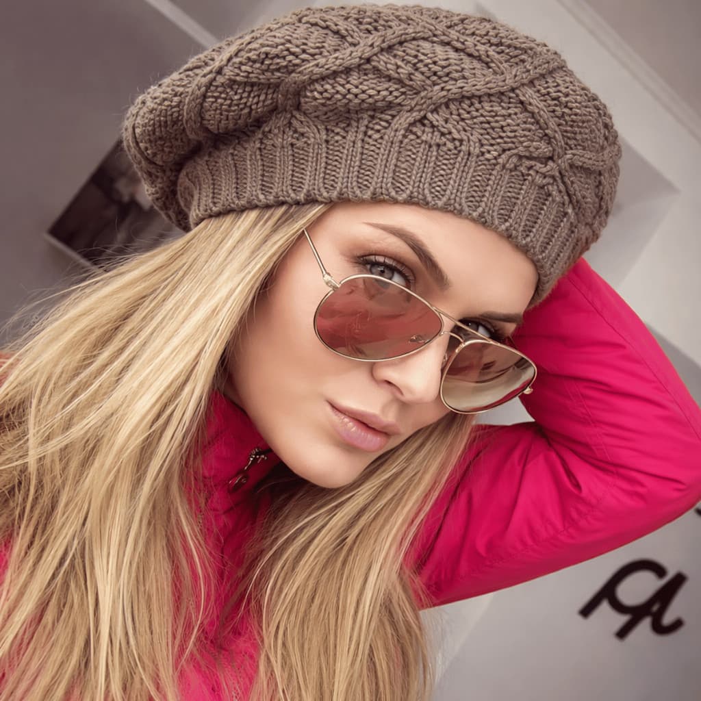 Boina Feminina Tricô Térmica Quentinha  Estilo Francesa / Touca Gorro / Inverno Frio / Moda