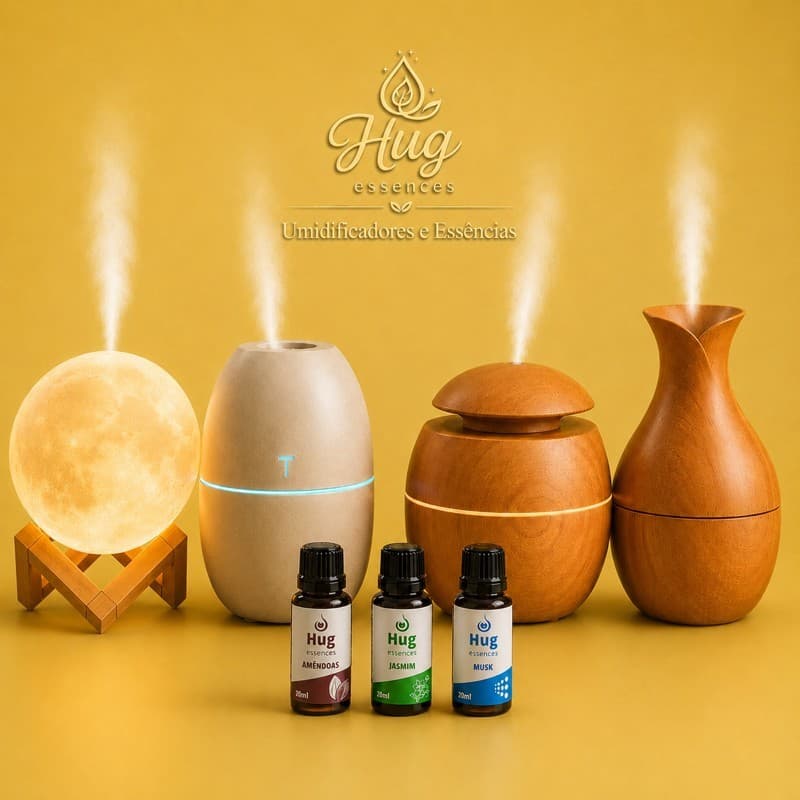 Umidificador De Ar | Perfume Ambiente | Essência Hidrossolúvel | Difusor Ultrassônico 200ml | Essências 20ml