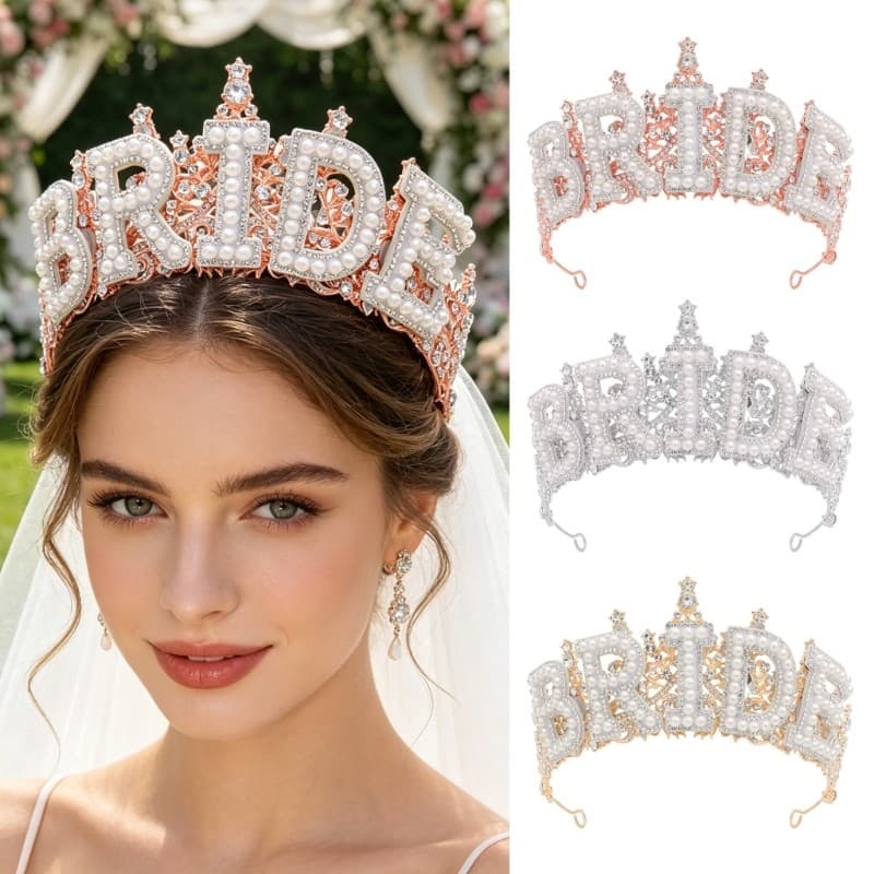 blg Luxuoso Pérolas De Noiva Coroas Hairband Elegante Cristal Para Celebrações De Casamento Adereços De Fotos