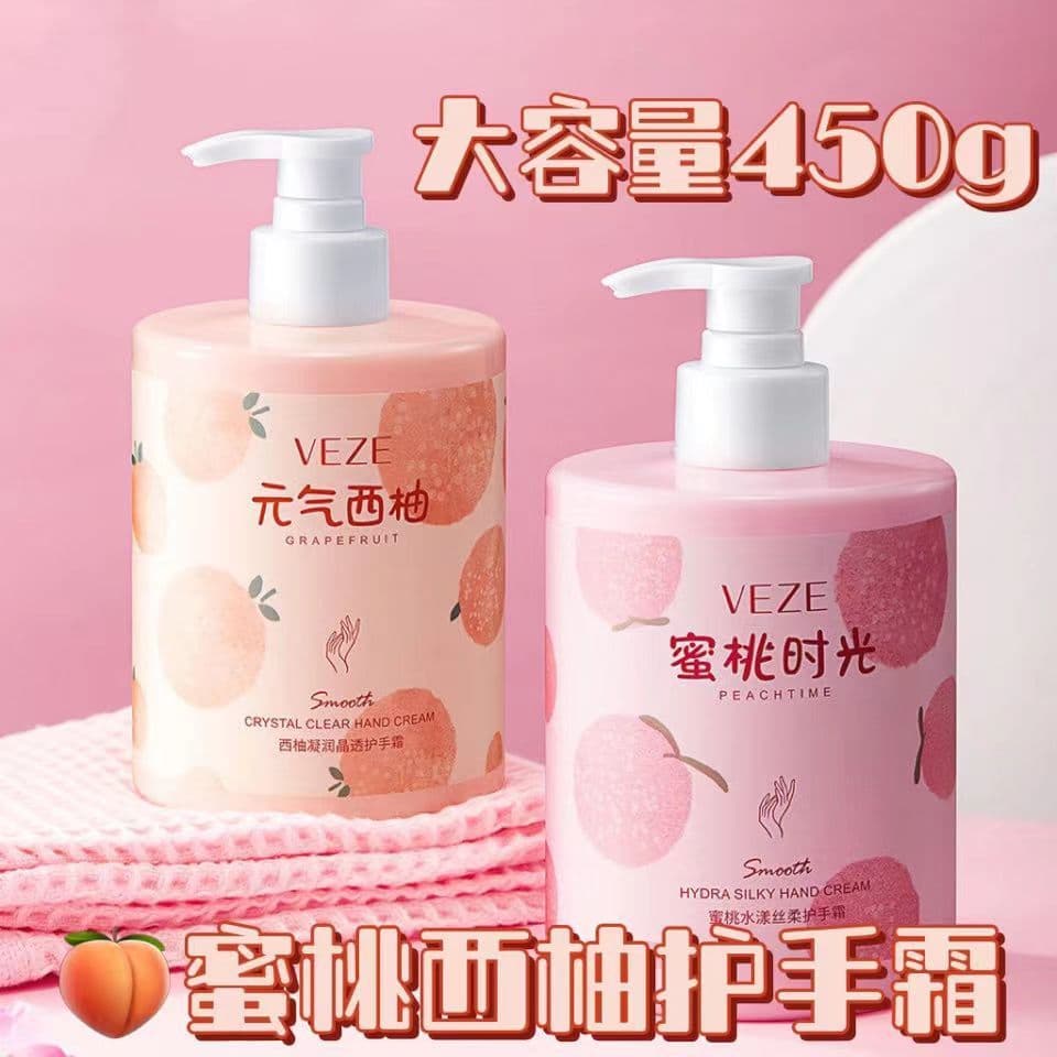 Garrafa grande 450g/fragrância pêssego creme para as mãos hidratante pele toranja máscara para as mãos creme melhorar a
