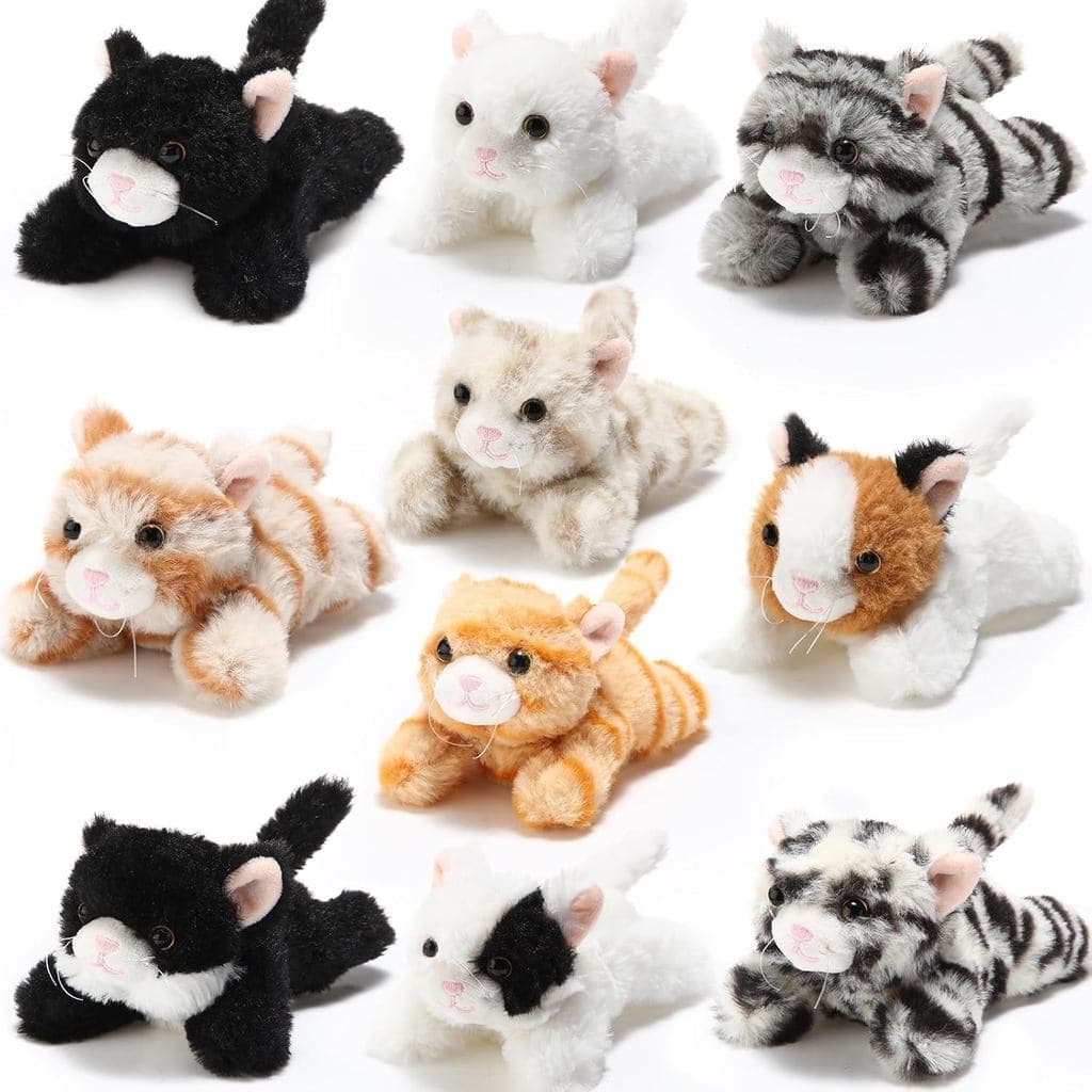 Lenwen 10 Peças de Animais de Pelúcia de Gato, Conjuntos de Gatinhos Macios e Fofinhos, Gatos de Pelúcia Variados e Fofo
