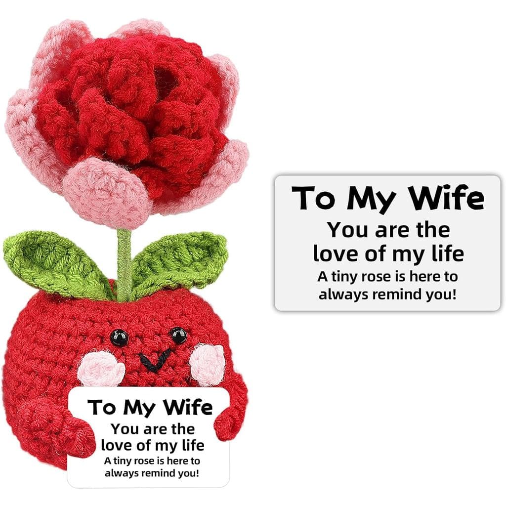 Presentes de Aniversário para Esposa do Marido, Rosa Emocional de Crochê Feita à Mão para Minha Esposa, Dia dos Namorado