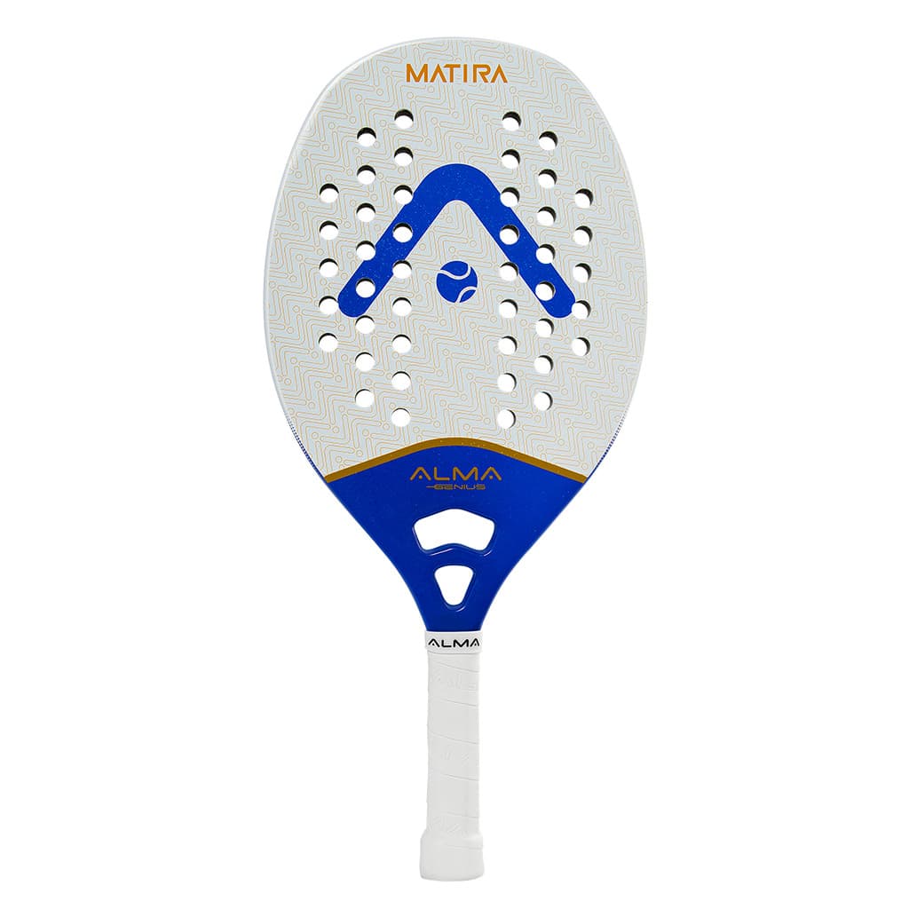Raquete Beach Tennis Matira 1K Branca e Azul Alma Genius