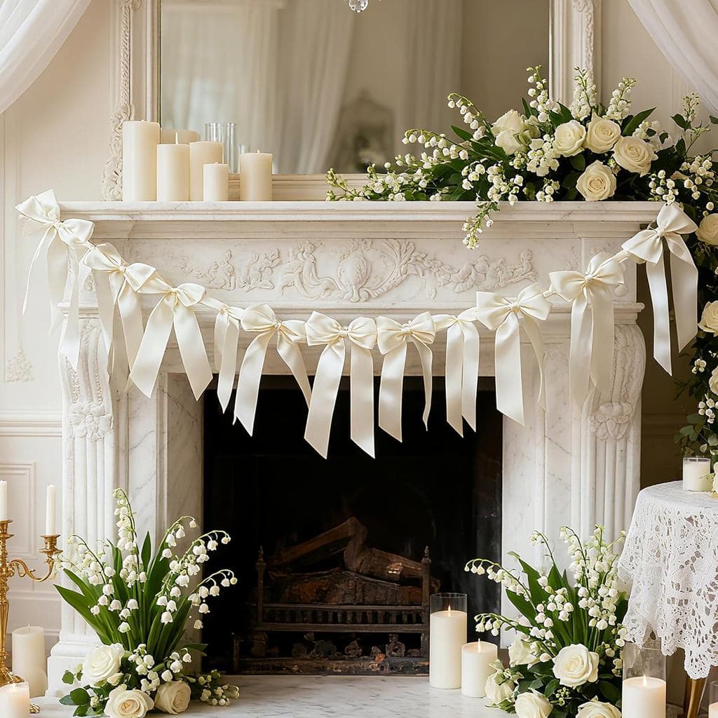 2 peças de Faixa Decorativa Branca Cremosa com Laço para Decorações de Dia dos Namorados, Aniversário de Mulheres e Meni