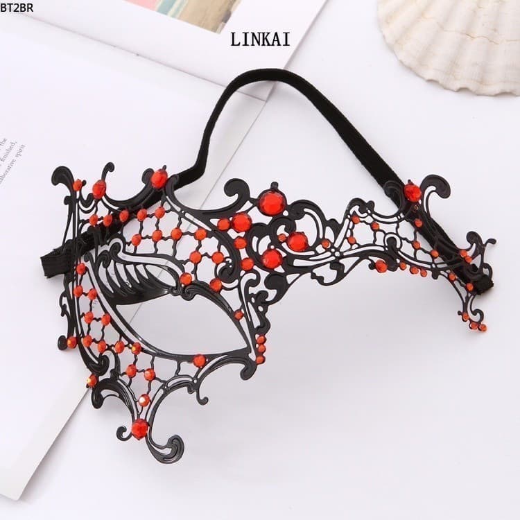 Máscara Metálica De Renda Branca De metal Italiana De Veneza Adereços De Desempenho < TR0705 >