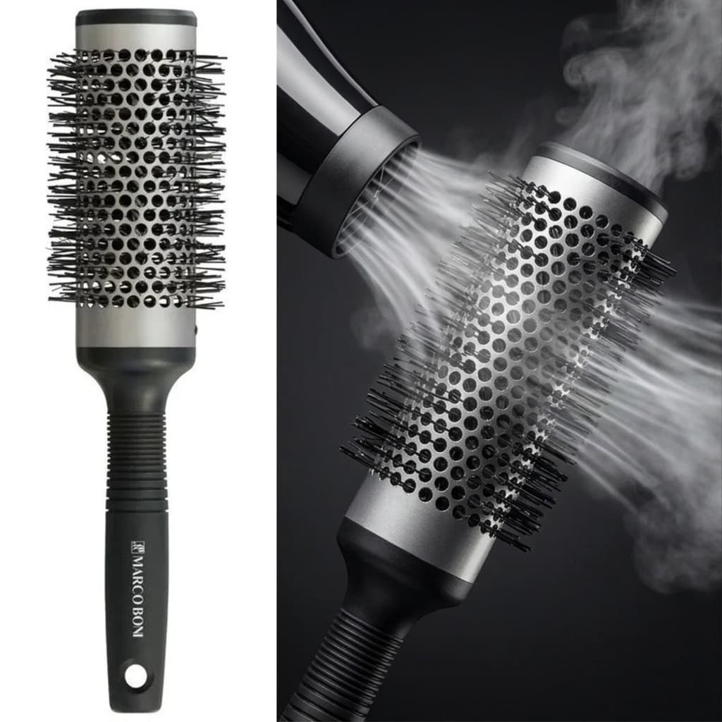 Escova Cabelo Termica Metalica Vazada Profissional Modeladora Aluminio Cerdas Nylon 50mm 60mm Secagem Rapida Brilho