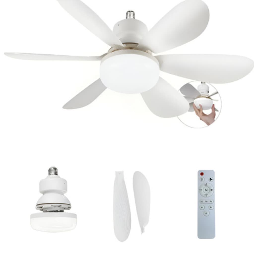 Ventilador De Teto Com Lâmpada Led Silencioso e Controle 60W