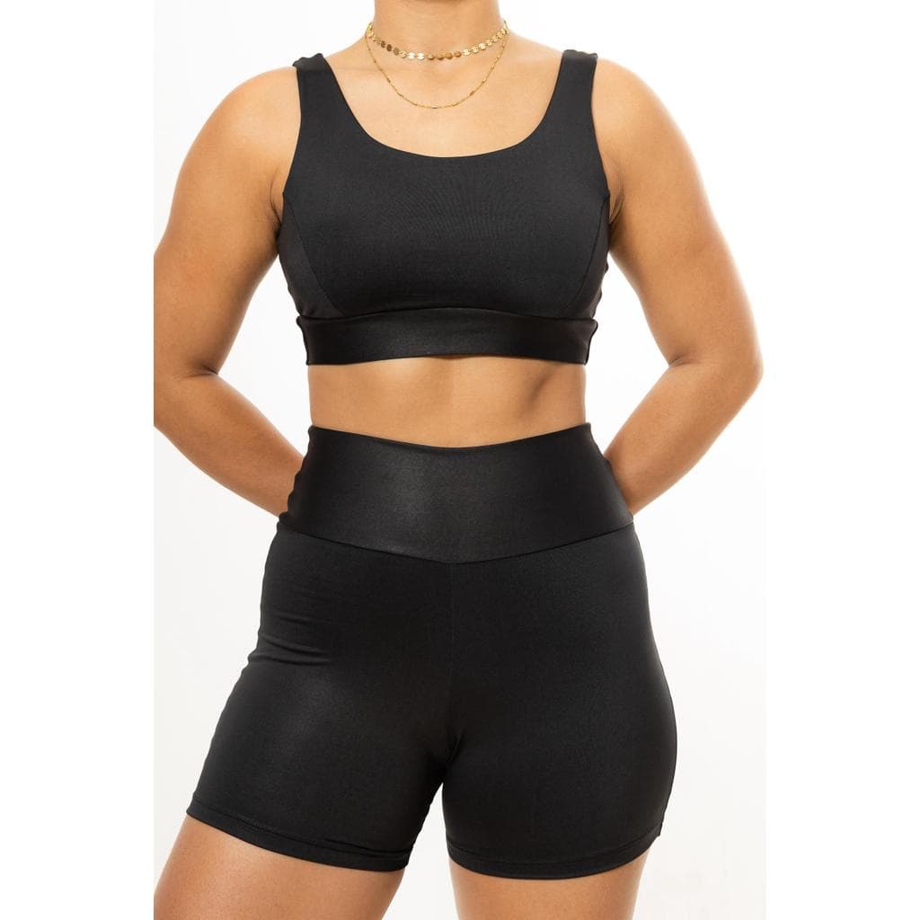 CONJUNTO FEMININO FITNESS SHORT CURTO E TOP ALÇA LARGA ZERO TRANSPARÊNCIA SUPLEX PREMIUM ACADEMIA