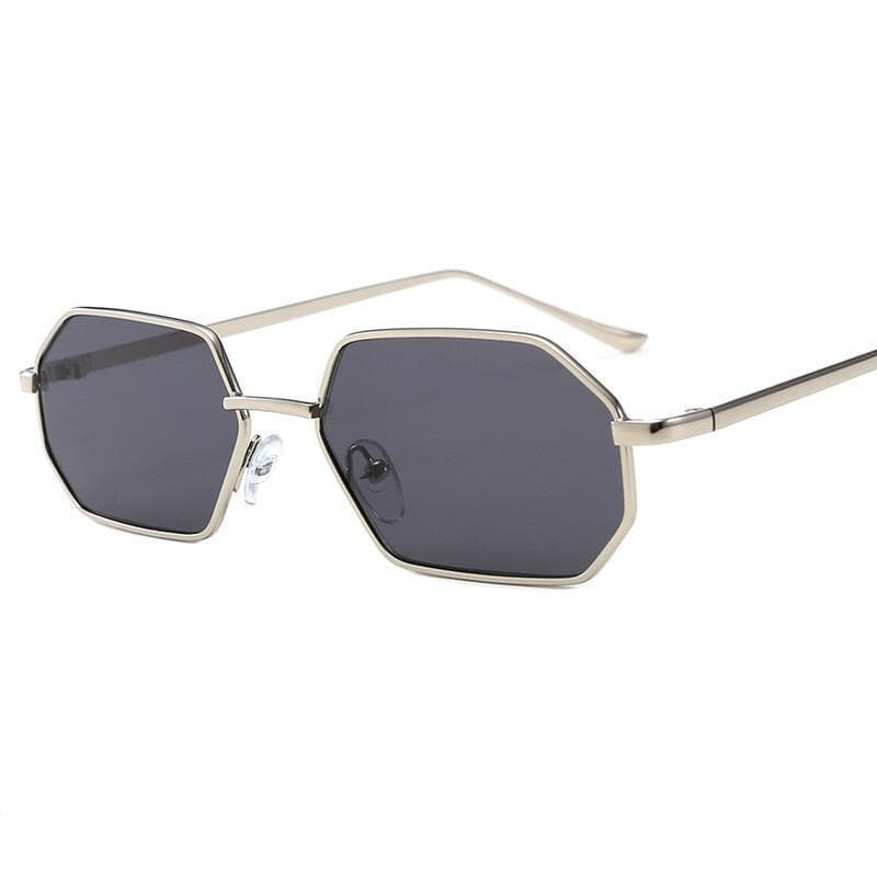 Óculos de Sol Quadrados de Metal com Armação Pequena para Mulheres e Homens, Óculos de Sol com Lentes Espelhadas UV400