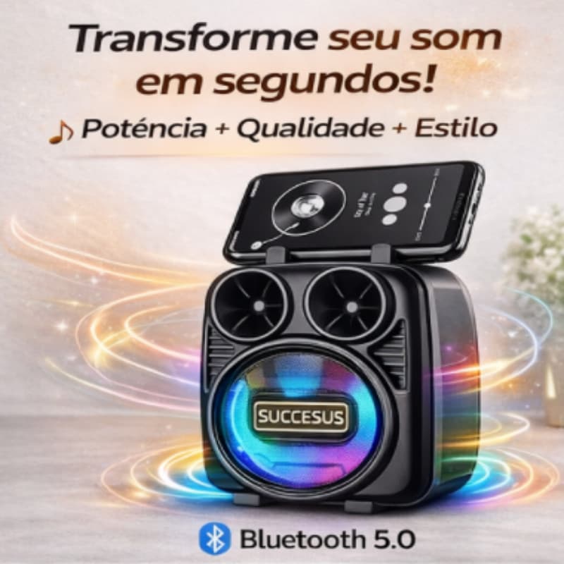 Caixa de Som Bluetooth Potente Radio Fm Recarregável Sem fio KTS