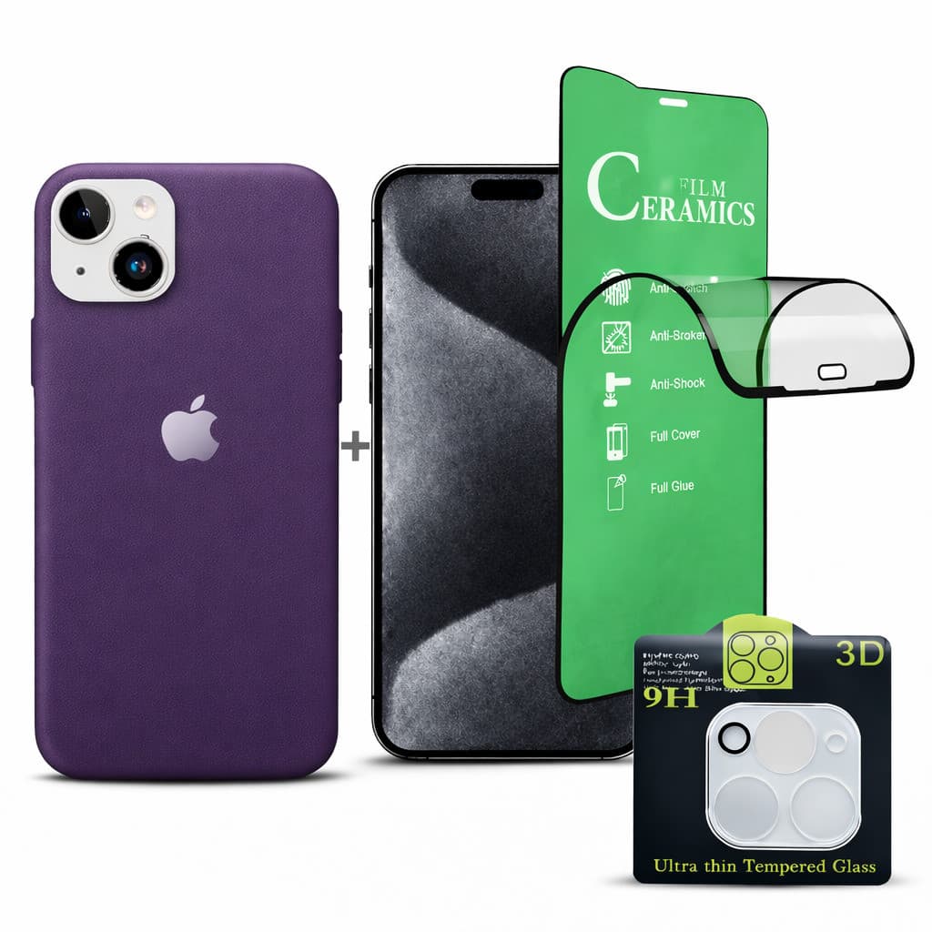 Capa Silicone Colorida + Película Cerâmica + Lente Câmera iPhone XR 11 12 13 14 15 16 - RS