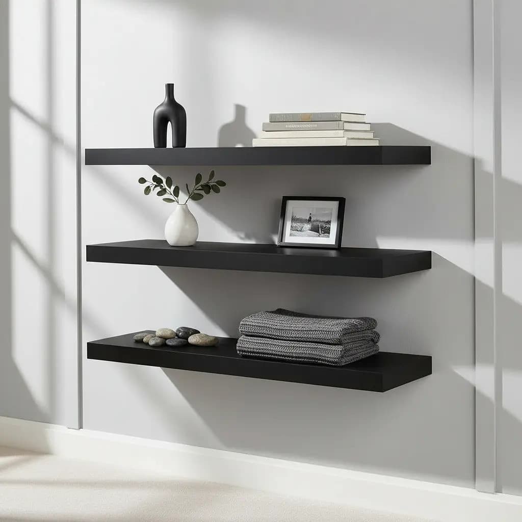 Kit 3 Prateleiras 30x10cm Mdf Luxo Nichos Kit De Instalação