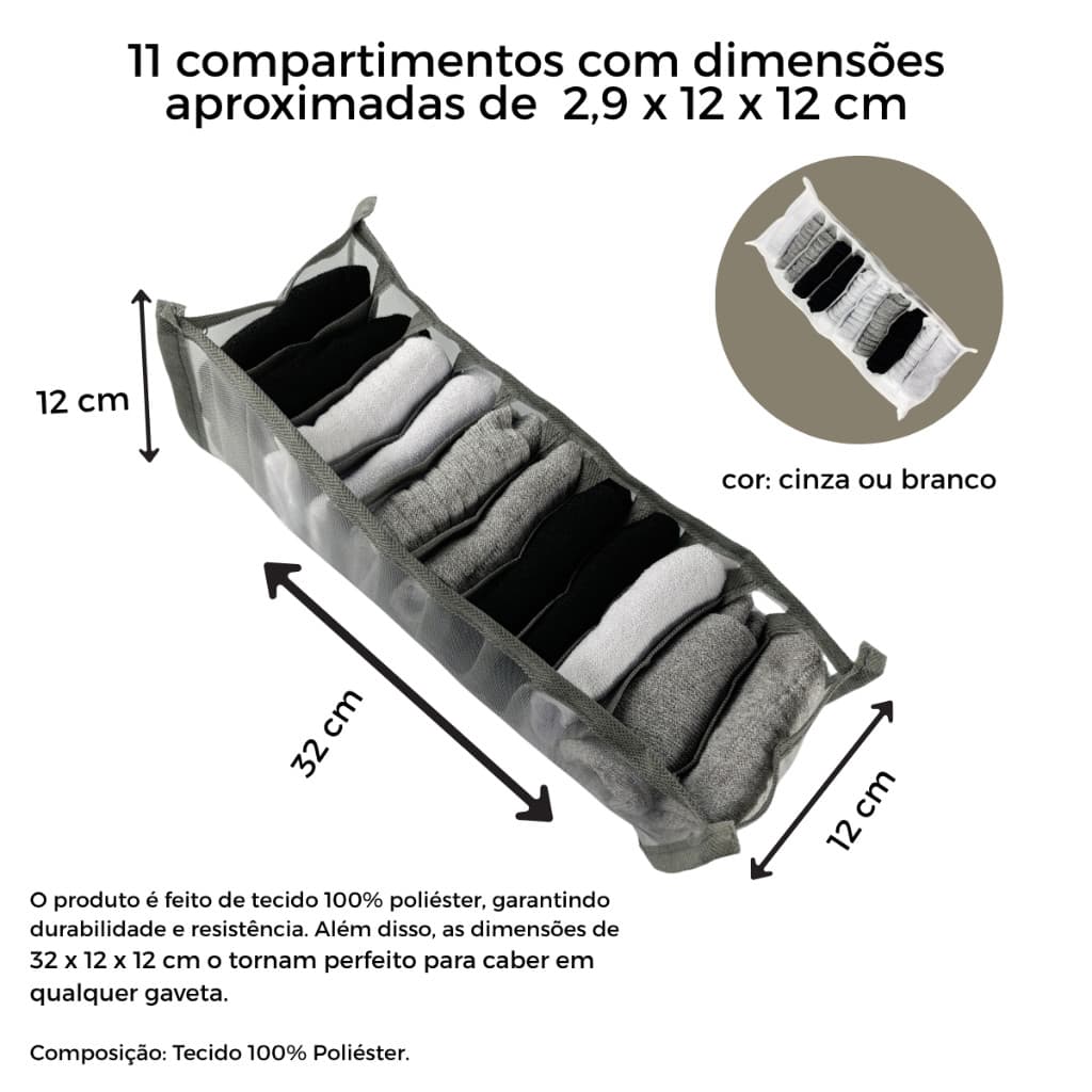 Organizador de Gaveta Dobrável em TNT – 11 espaços
