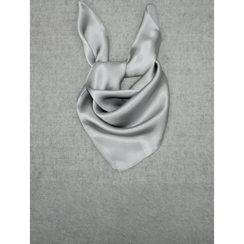 Cetim de seda Natural clássico prata cinza cor sólida 52/65cm pequeno médio quadrado lenço de seda cachecol meninos meni