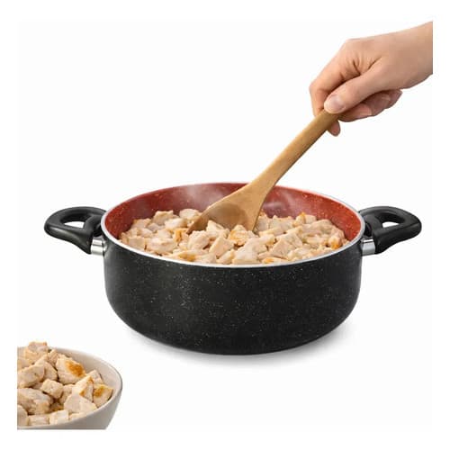Caçarola Com Tampa De Vidro Revestimento Cerâmico 20 Cm - Cor Preto