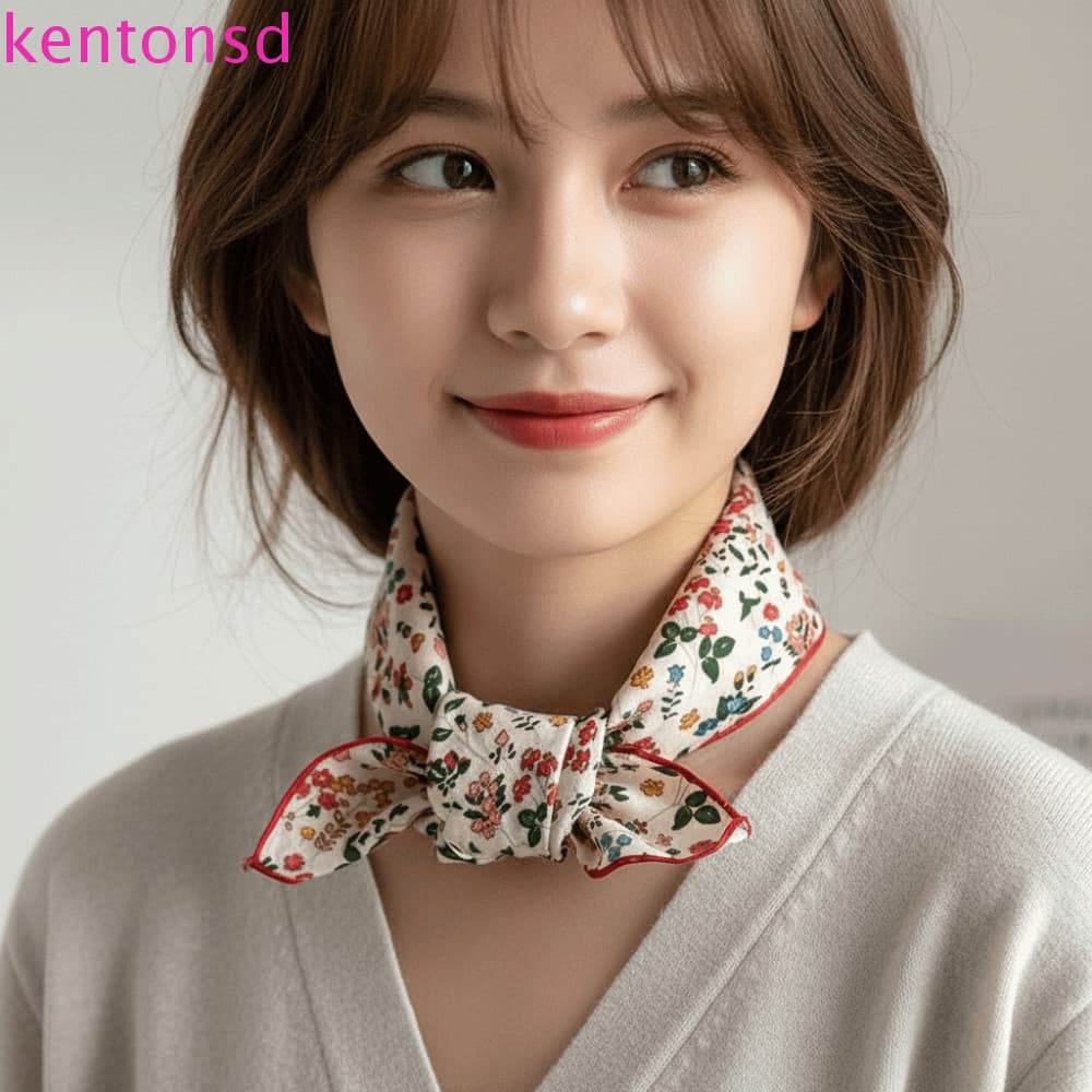 Lenço Quadrado Pequeno KENTONSD , De Seda Com Estampa Floral De Flor Fina Retrô Coreano
