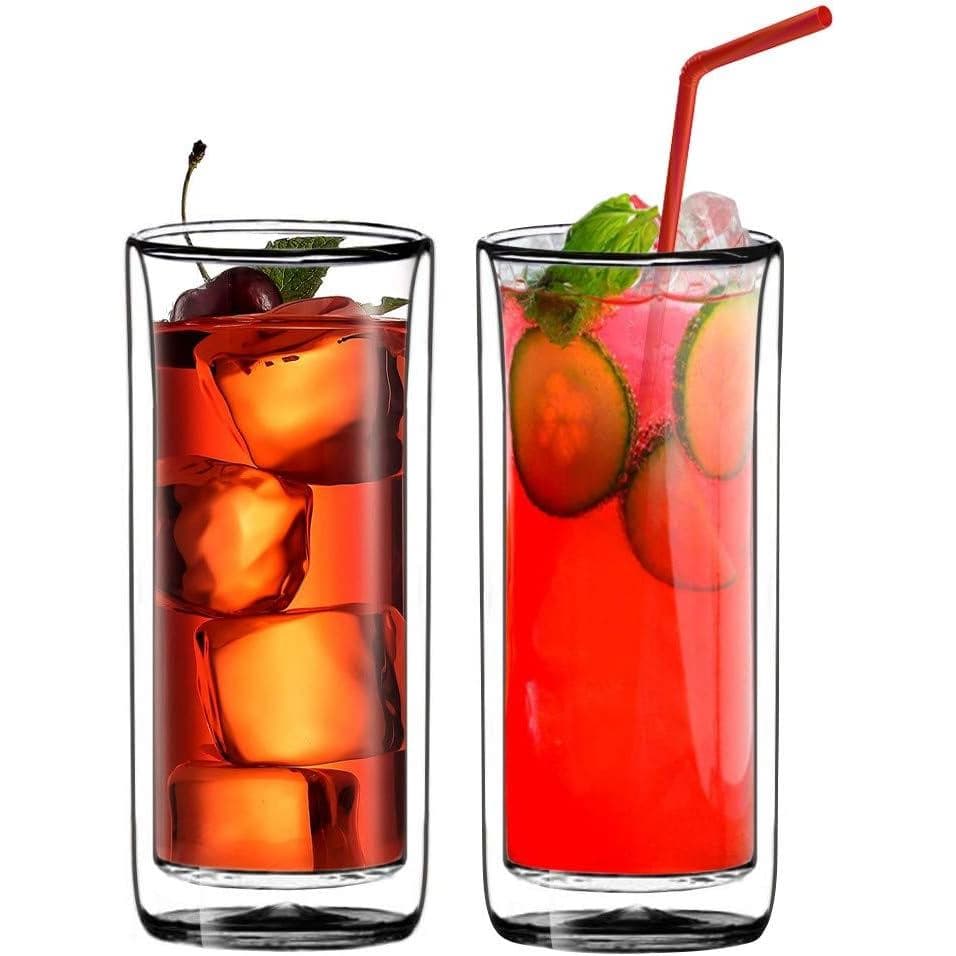 Sun's Tea (Conjunto de 2) 20oz (600ml) Copo Térmico de Vidro Ultra Transparente e Resistente com Parede Dupla Isolada V3
