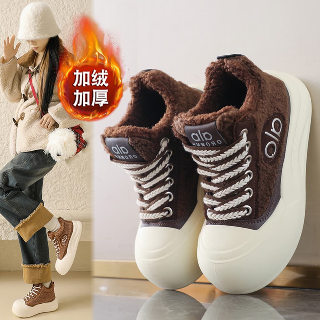 Sapatos de pelúcia de alta qualidade sapatos femininos de couro genuíno dedo do pé grande pão sapatos 2026 sapatos de al