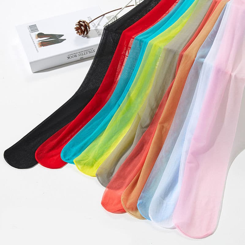 2024 estilo japonês verão Ultra-fino doce cor meias Plus-End estendido sorvete transparente cor sólida meia-calça