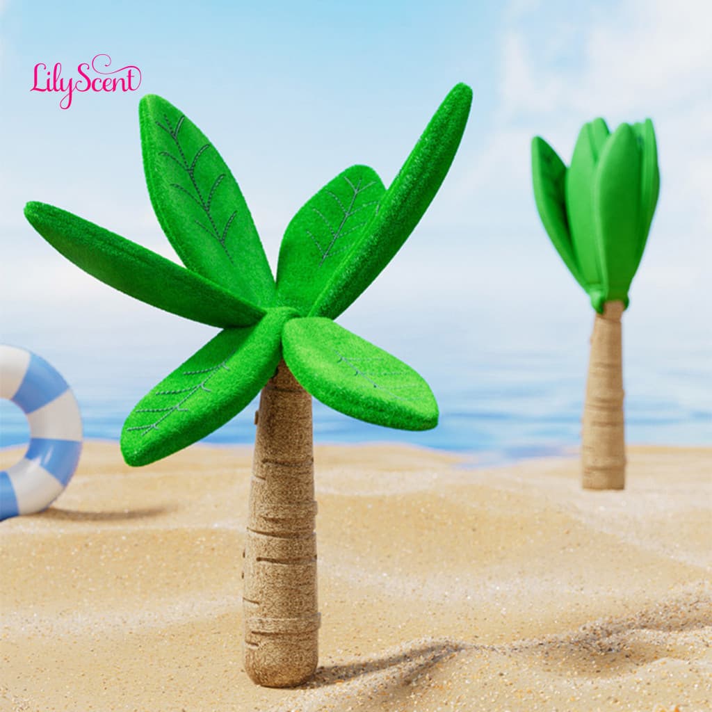 Molar Teeth Toy Wear-resistant Pet Coconut Tree Dog Chew – Durable Pine Wood Stick with Crinkle Leaves Bite Resistant