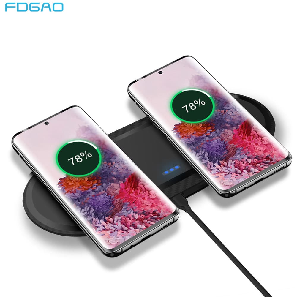 QXZ 2 Em 1 Almofada De Carregamento Sem Fio Qi 15W Estação De Carregadores Rápidos Duplos Para IPhone 13 12 11 XS XR X 8