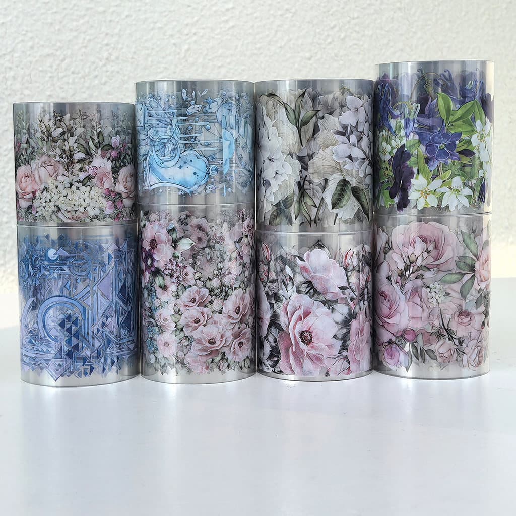 Retro engrenagem relógio azul borboleta PET manual cuco cartão fluindo cânhamo decoração Washi fita Material artesanal