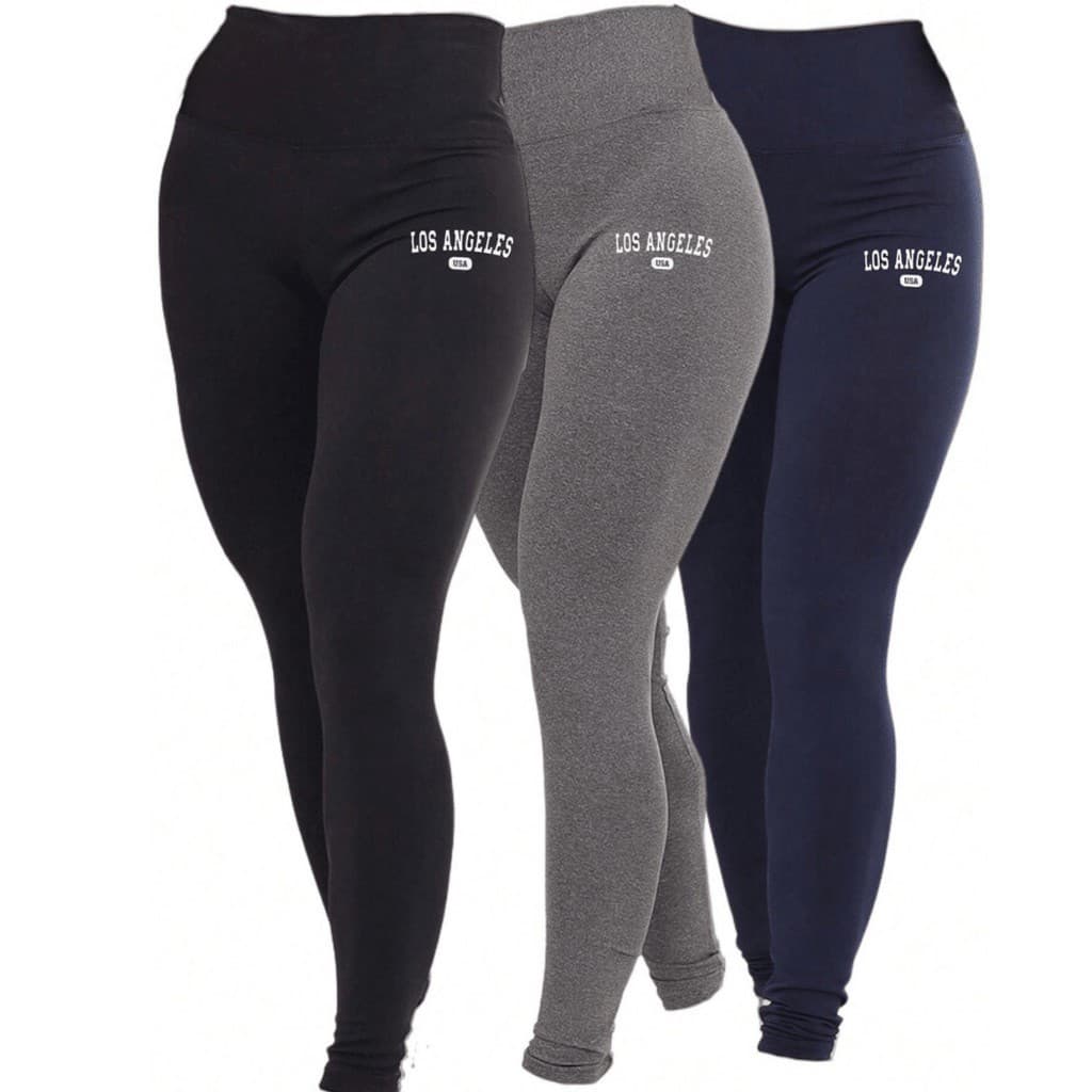 Kit 3 Calça Legging Suplex Feminina Básica Academia Premium