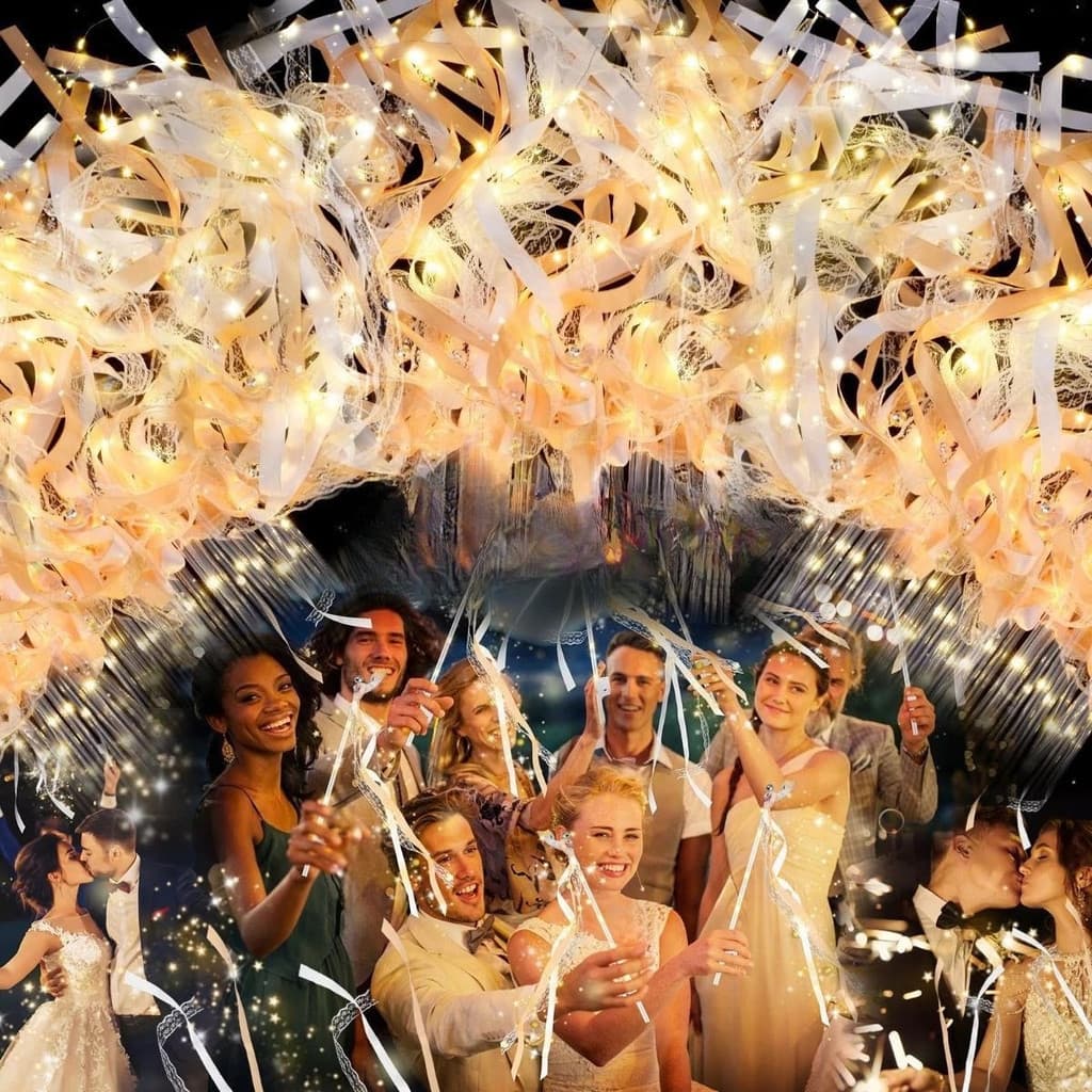 Varinhas De Fita Branca , 50 Peças , Acendem Varas De Fadas , Laço De Casamento , Vara Com Sino , Decoração Chá De Panel