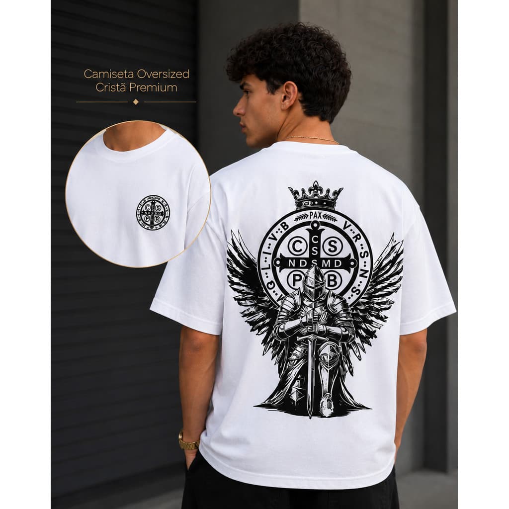 Camiseta Oversized Cristã São Bento Masculina Streetwear Premium