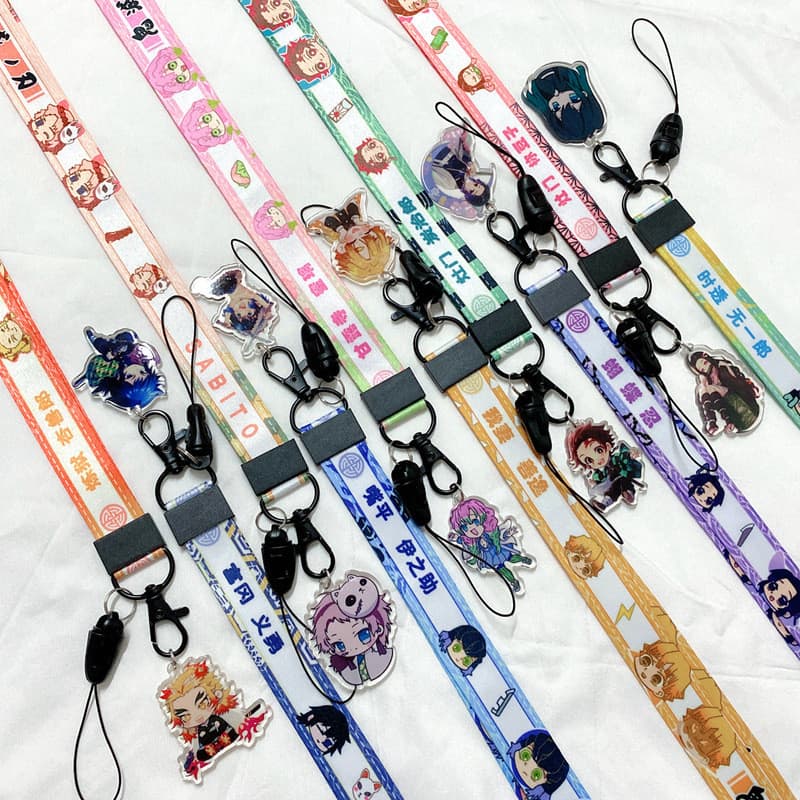 Cordão para celular Demon Slayer Anime/ID de estudante/Permissão de trabalho/Cartão de ônibus/Cartão de controle de aces