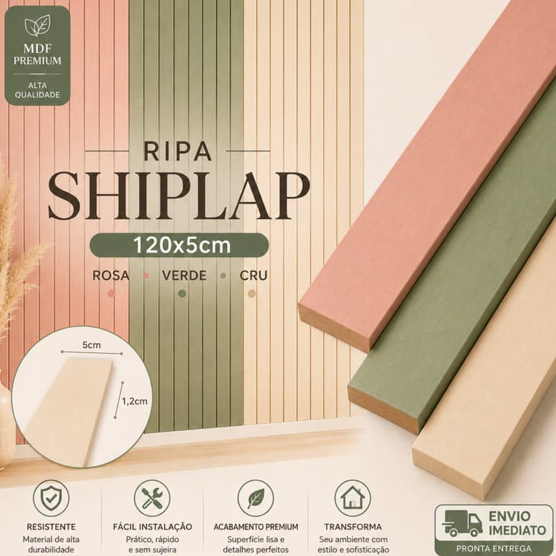 Kit Painel Ripado Shiplap MDF 120x5cm Placas Ripas Decorativo Para Parede Premium Envio Full