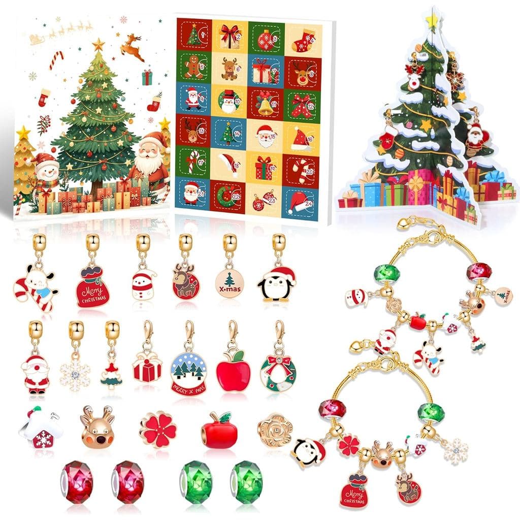 DIY Beaded Jewelry Making Kit - Charm Bracelet Making Kit with 2 Adjustable Bracelets & 22 Charm Beads for Girls, Teens,