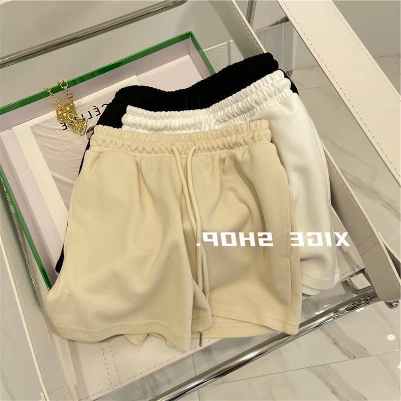 Shorts esportivos casuais femininos verão estilo fino solto mais magro olhar All-Match cor sólida cintura alta perna lar