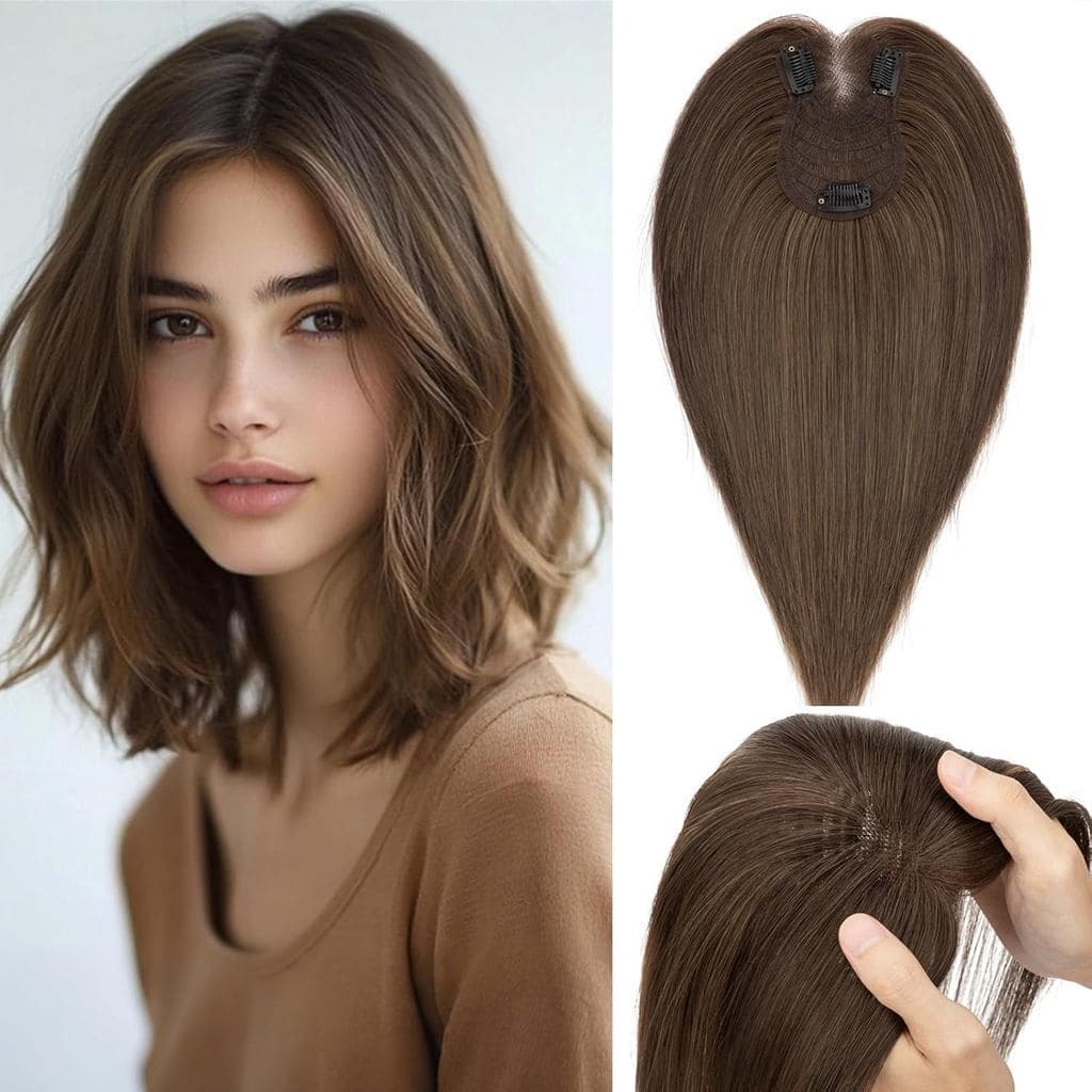 Rich Choices Apliques Capilares para Mulheres, Cabelo Humano Real Remy, Apliques Capilares para Mulheres com Coroa Rala,