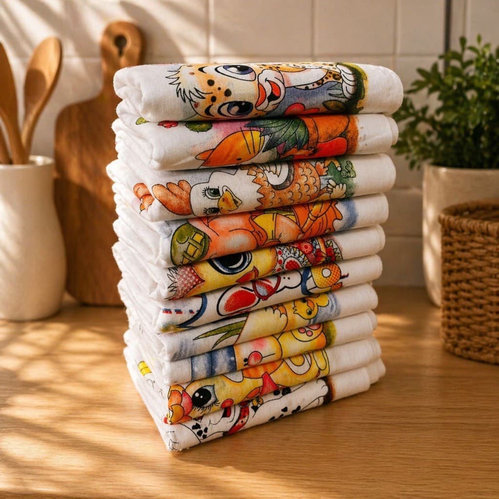 Pano De Prato Estampado Bainha Kit Com 10 Peças Ótima Qualidade