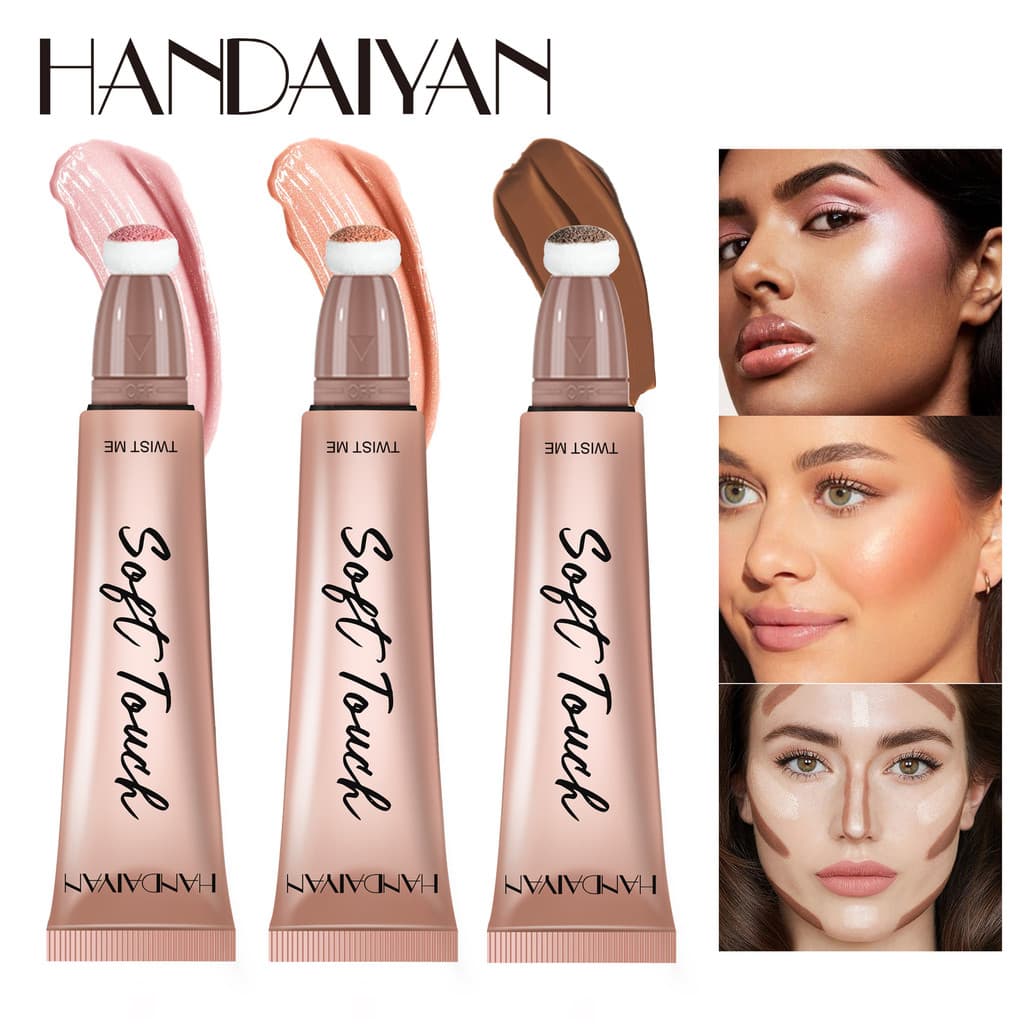 Influenciador novo estilo caneta de contorno Natural Ruddy destacando brilho fino piscando fosco 6 cores Blush novo esti