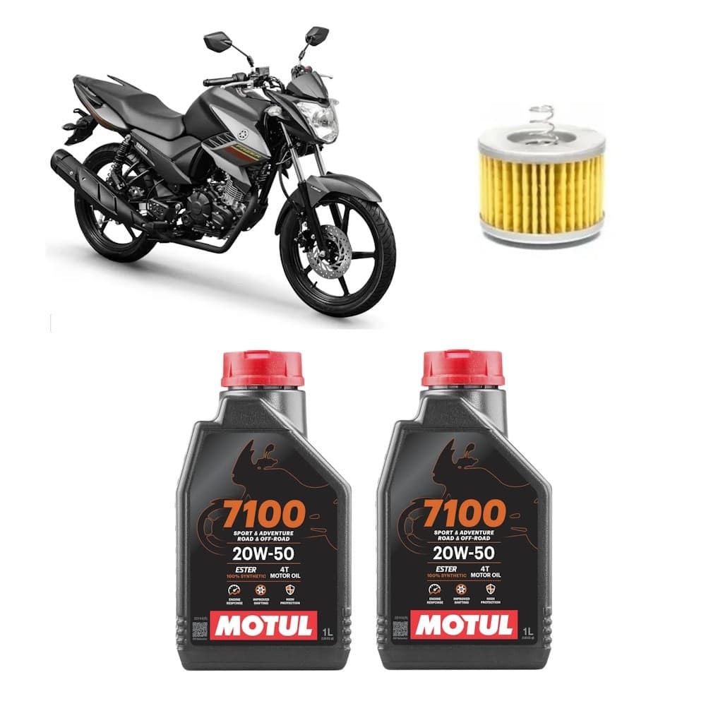 KIT TROCA DE ÓLEO YAMAHA FAZER YS 150 MOTUL ÓLEO 7100 20W50 fvc041