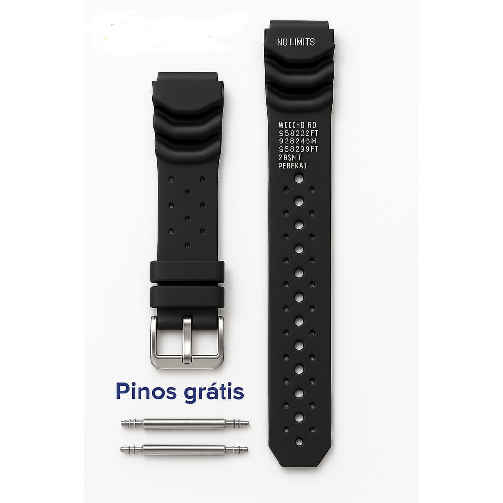 Pulseira Em Borracha Reposição C500 20mm + Pinos De Brinde