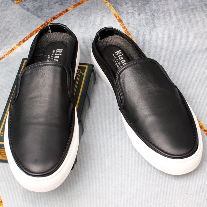 Novo produto verão Baotou chinelos de couro genuíno meia chinelos couro genuíno Casual chinelos masculinos sem salto cou