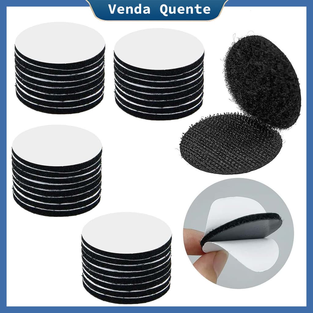 20 pares de fita de velcro forte, indicada para sofás, almofadas, tapetes, fita reutilizável e antiderrapante, removível