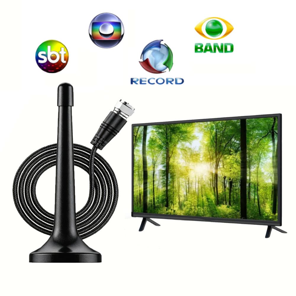 Antena Amplificada HD 4K Magnética via USB, Alta captação de sinal para televisão aberta