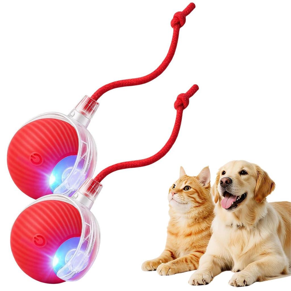 Kit 2 Brinquedos Inteligentes Para Gatos Bola De Rolamento Automática Cauda Falsa Recarregável Elétrico