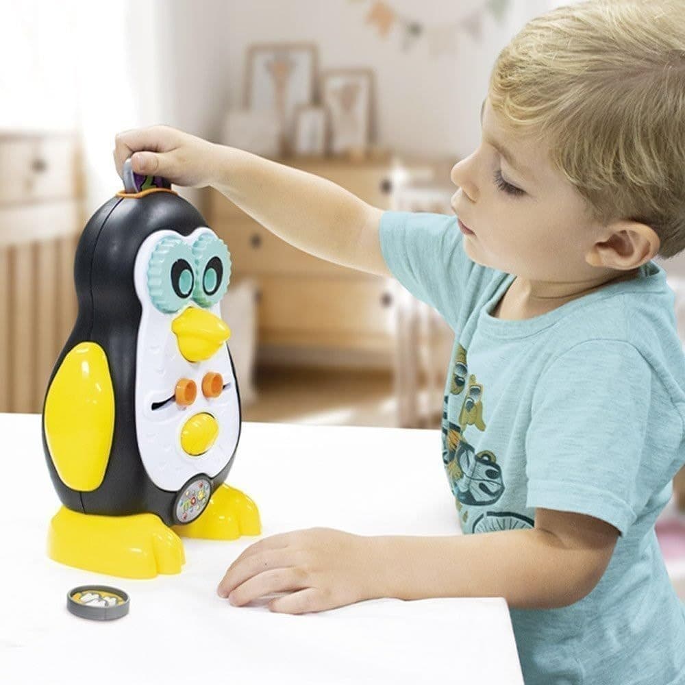Brinquedo educativo pinguim infantil som interativo boneco